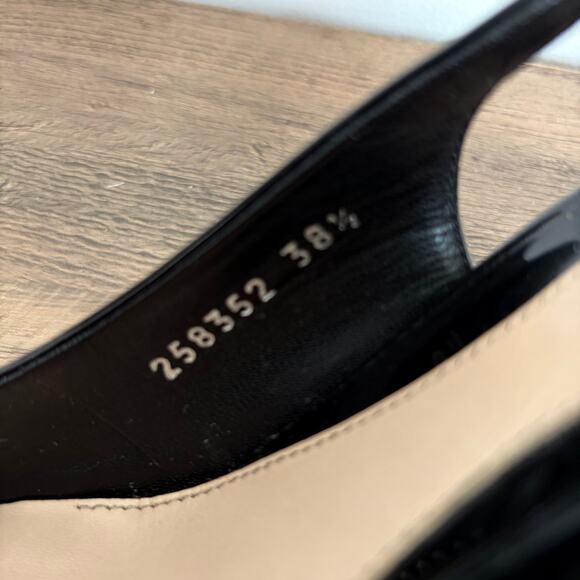 GUCCI Patent Leather Slingback Heels Sz 8.5 / EU 38.5 Black Peep Toe Classic Box - Picture 10 of 11